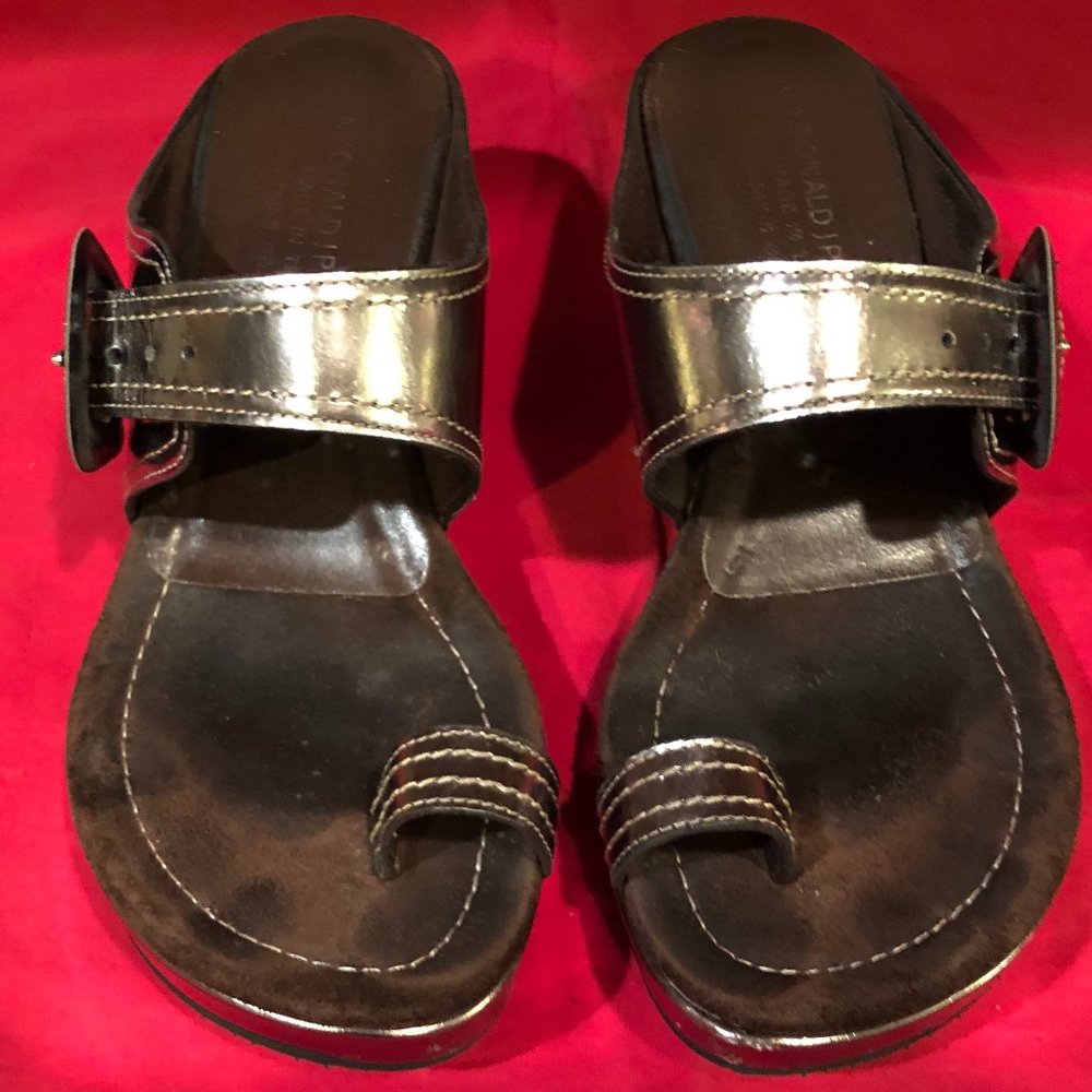 Used - Donald Pliner Metallic Thong Sandal - Size 6 1/2